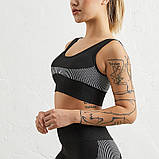 Спортивний жіночий костюм для фітнесу бігу йоги. Спортивні жіночі легінси топ для фітнесу, S (чорний), фото 6