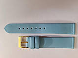 Блакитний шкіряний ремінець для жіночих наручних годинників 20мм, фото 3
