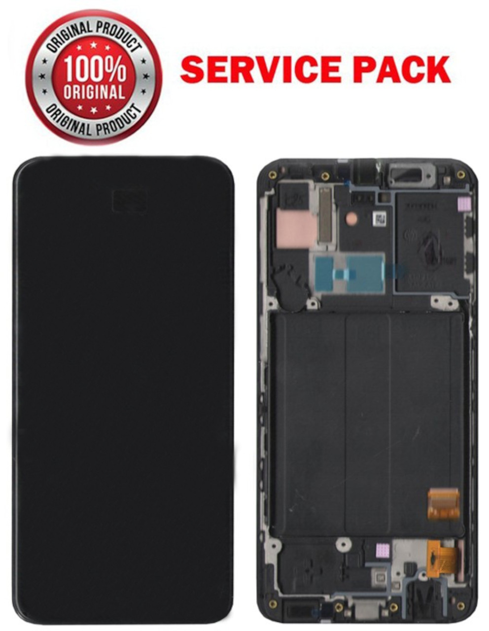 Дисплейний модуль (екран) для Samsung A405 Galaxy A40 (2019) чорний Оригінал У рамці 100% SERVICE PACK