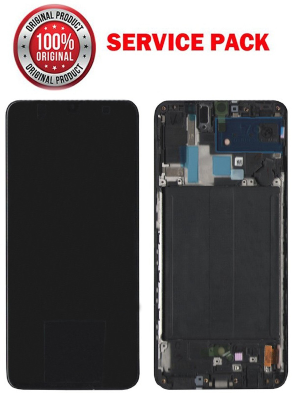 Дисплейний модуль (екран) для Samsung A705 Galaxy A70 (2019) чорний Оригінал У рамці 100% SERVICE PACK