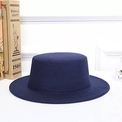 Стильний  фетровий капелюх канотье Синій