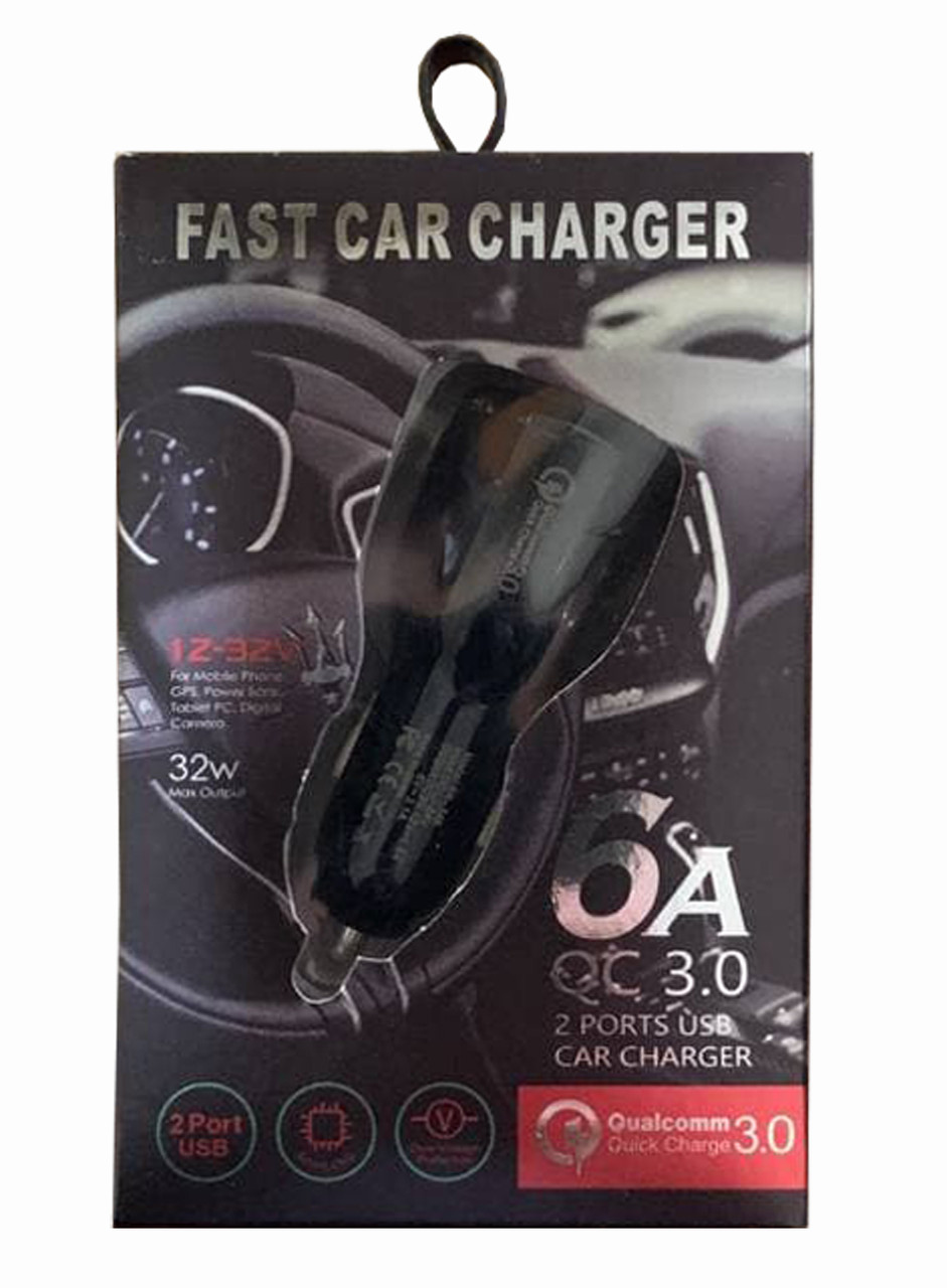 Автомобільний зарядний пристрій (адаптер) Quick Charge 3.0 на 2 USB (3.1 A) Чорний