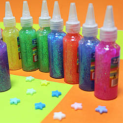 Клей силікатний з блискітками 13377 (40мл) неоновий (підходить для створення слаймів)