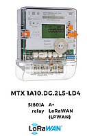 Электросчетчик Teletec MTX 1A10.DG.2L5-LD4 5-80А 220В кл.1,0, А+, 1-фазный день-ночь, модуль LoRaWAN, реле