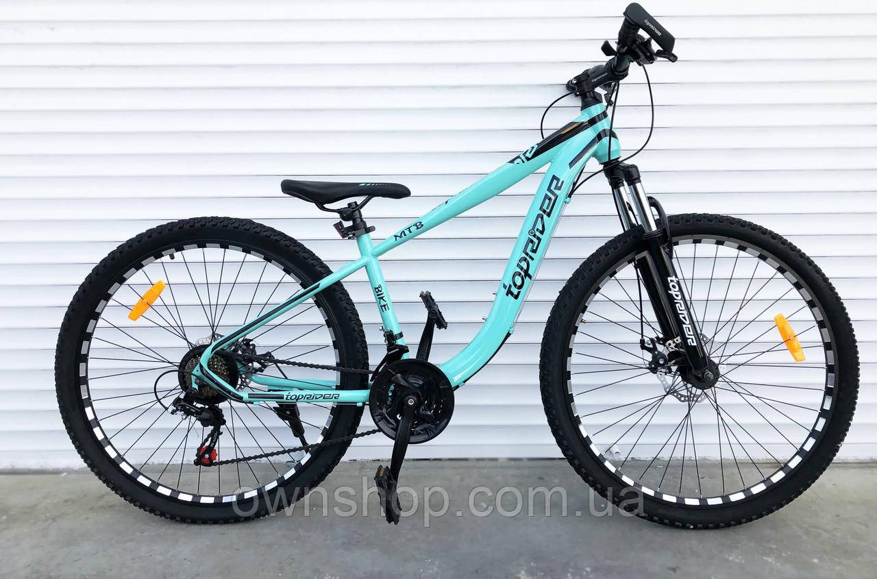 Велосипед гірський TopRider-550 колеса 27,5", рама 15" блакитний, фото 1