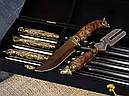 Набір шампурів ручної роботи "Дикі звірі з ножем і виделкою" в кейсі, фото 3