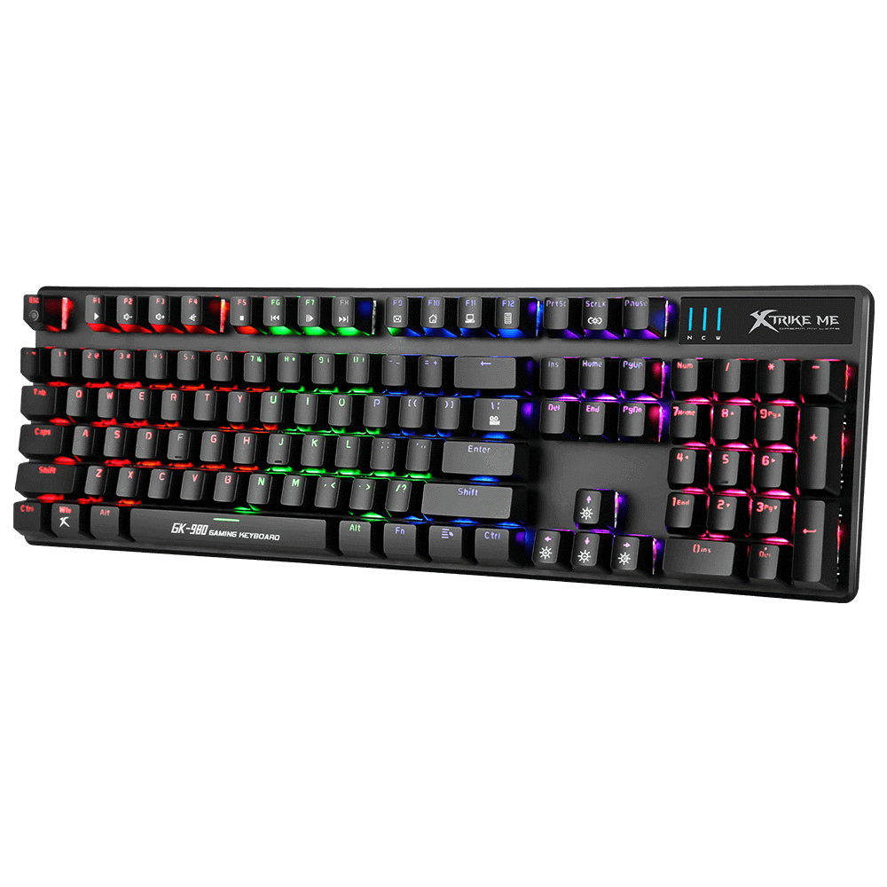 Клавіатура механічна ігрова Xtrike GK-980 Luminous Multicolor Black EN/UA