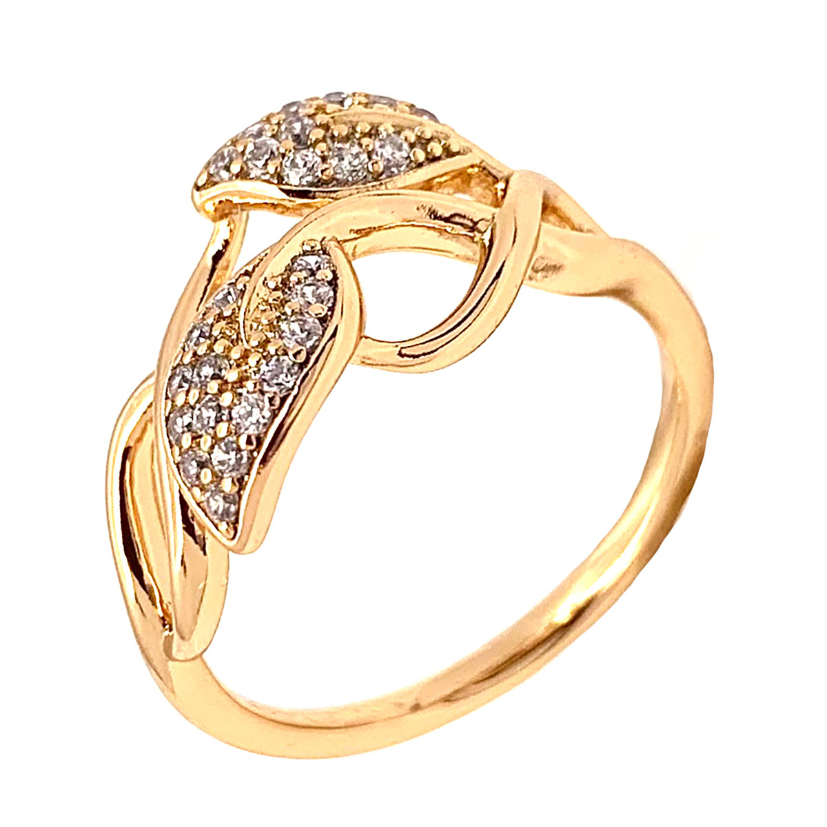 Кільце Xuping з медичного золота, білі фіаніти, позолота 18K, 12003