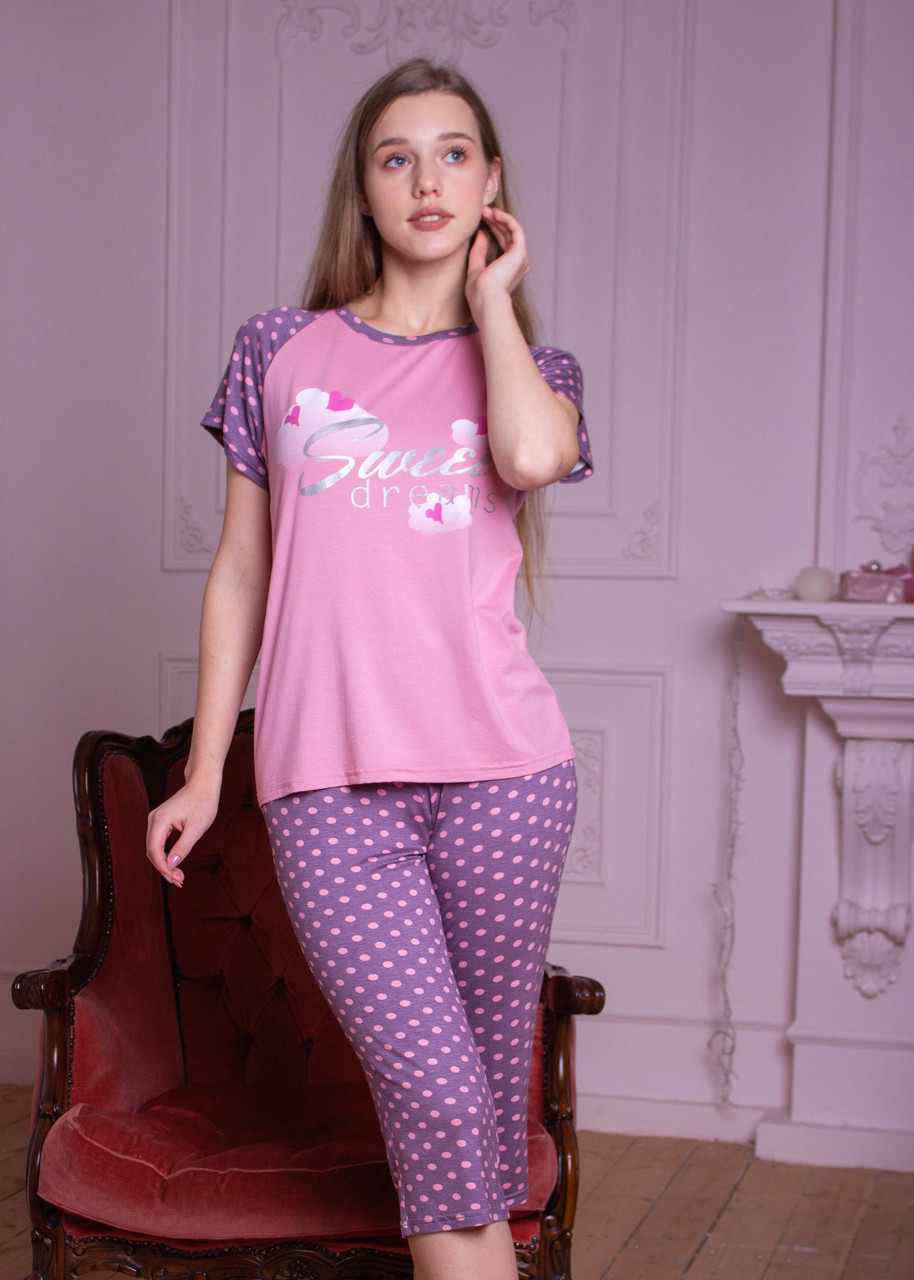 Комплект піжама футболки та бриджі з віскози, виробництво Україна