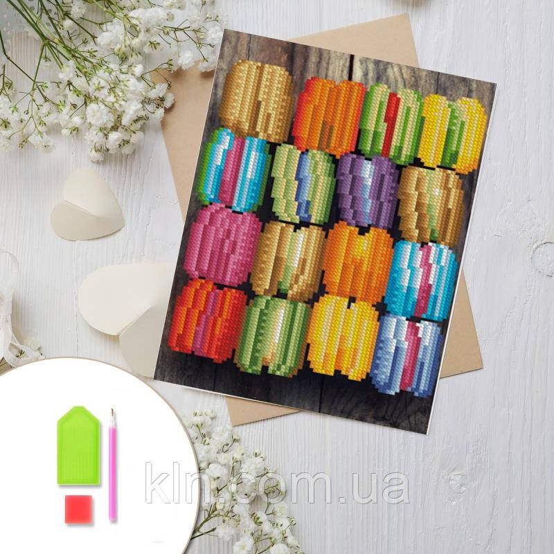 Алмазная вышивка на картоне Вкусные макаруны 20 х 30 см (арт. RK006) круглые камни, фото 1