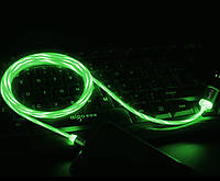 Магнітний кабель Micro USB TOPK Cвітиться (Зеленим) для швидкої зарядки 3.0 Зелений
