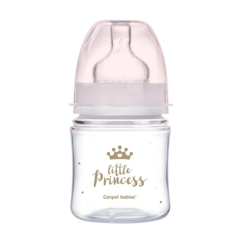 Пляшка антиколікова з широким отвором 120 мл PP Easystart Royal baby рожева  Canpol babies 35/233_pin