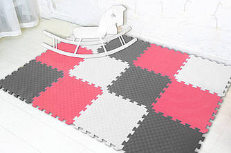 М'яка підлога килимок-пазл "Веселка" Eva-Line 200*150*1 см Сірий/Білий/Червоний