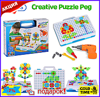 Мозаика конструктор с шуруповертом Creative Puzzle 193 детали TLH-28 Premium class