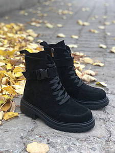 Жіночі замшеві черевики на низькому ходу повсякденні модні стильні м'які красиві молодіжні якісні чорні 36 розмір MKraFVT 249 2023