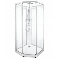 SHOWERAMA 10-5 Comfort душова кабіна п'ятикутна 100*100см, профіль сріблястий, прозоре скло, матове