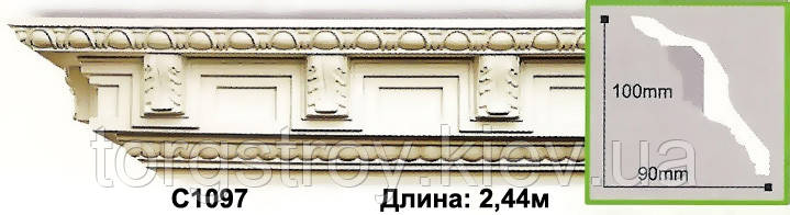 Карниз стельовий C1097, довжина 2.44 м, Gaudi Decor