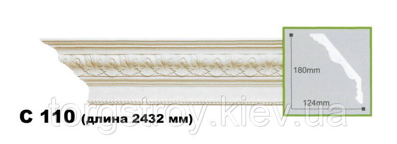 Карниз стельовий C110, довжина 2,00м, Gaudi Decor, фото 1