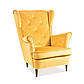 Жовте крісло велюрове Lady Velvet для вітальні в класичному стилі, фото 2