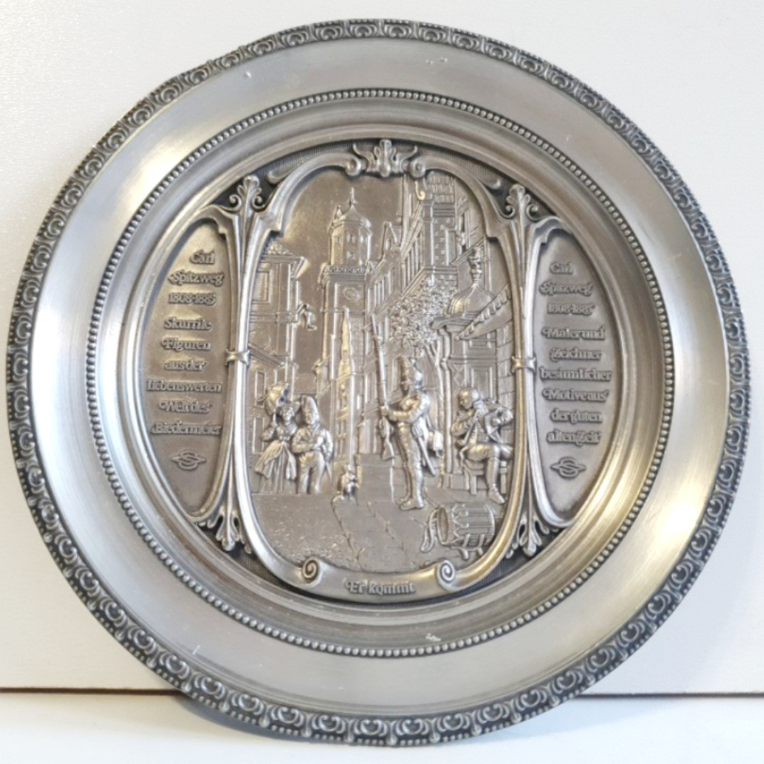 Маленька олов'яних тарілка / панно / На олов'яну весілля, фото 1