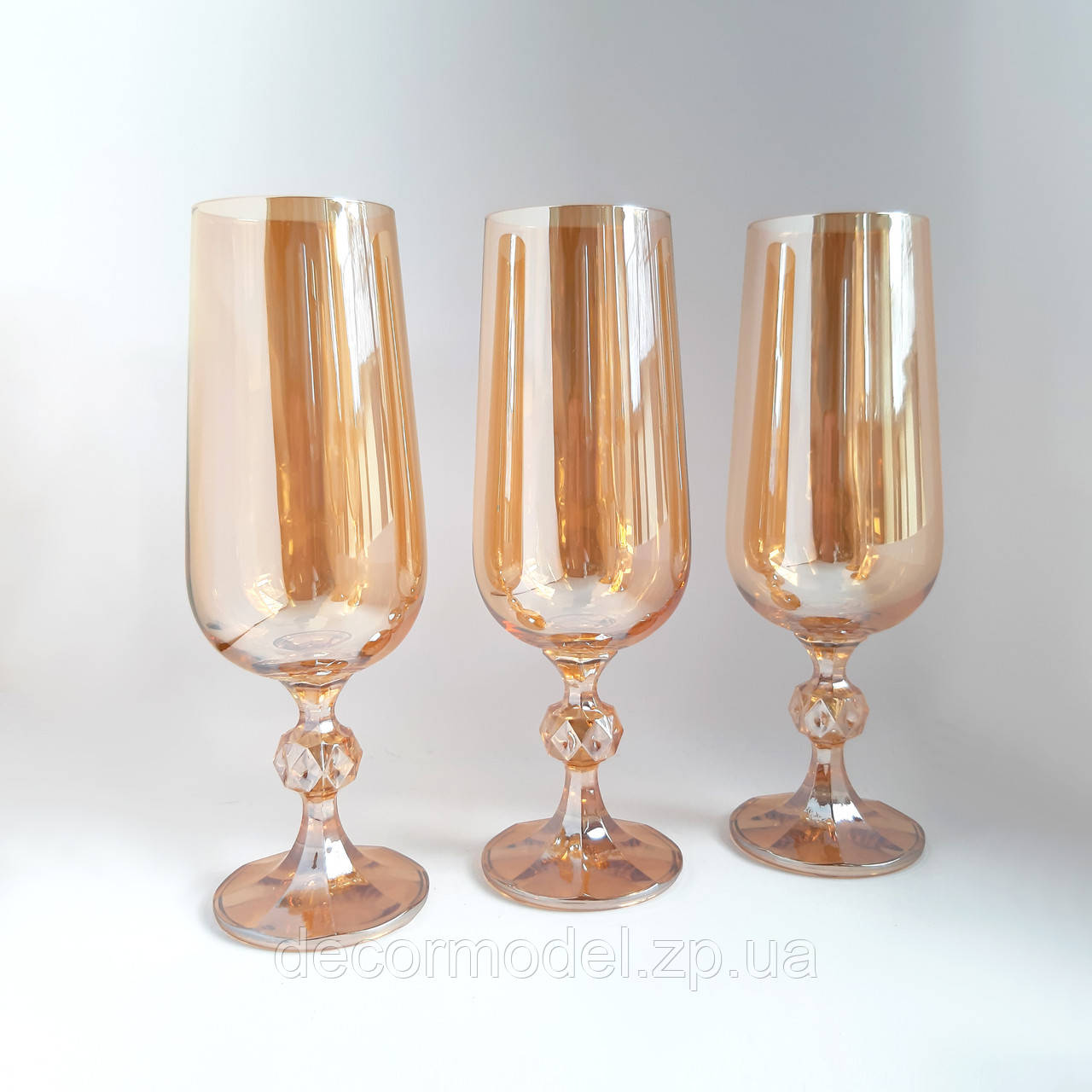 Набір 6 шт келихів для шампанського Bohemia Sterna 340 мл амбер, фото 1