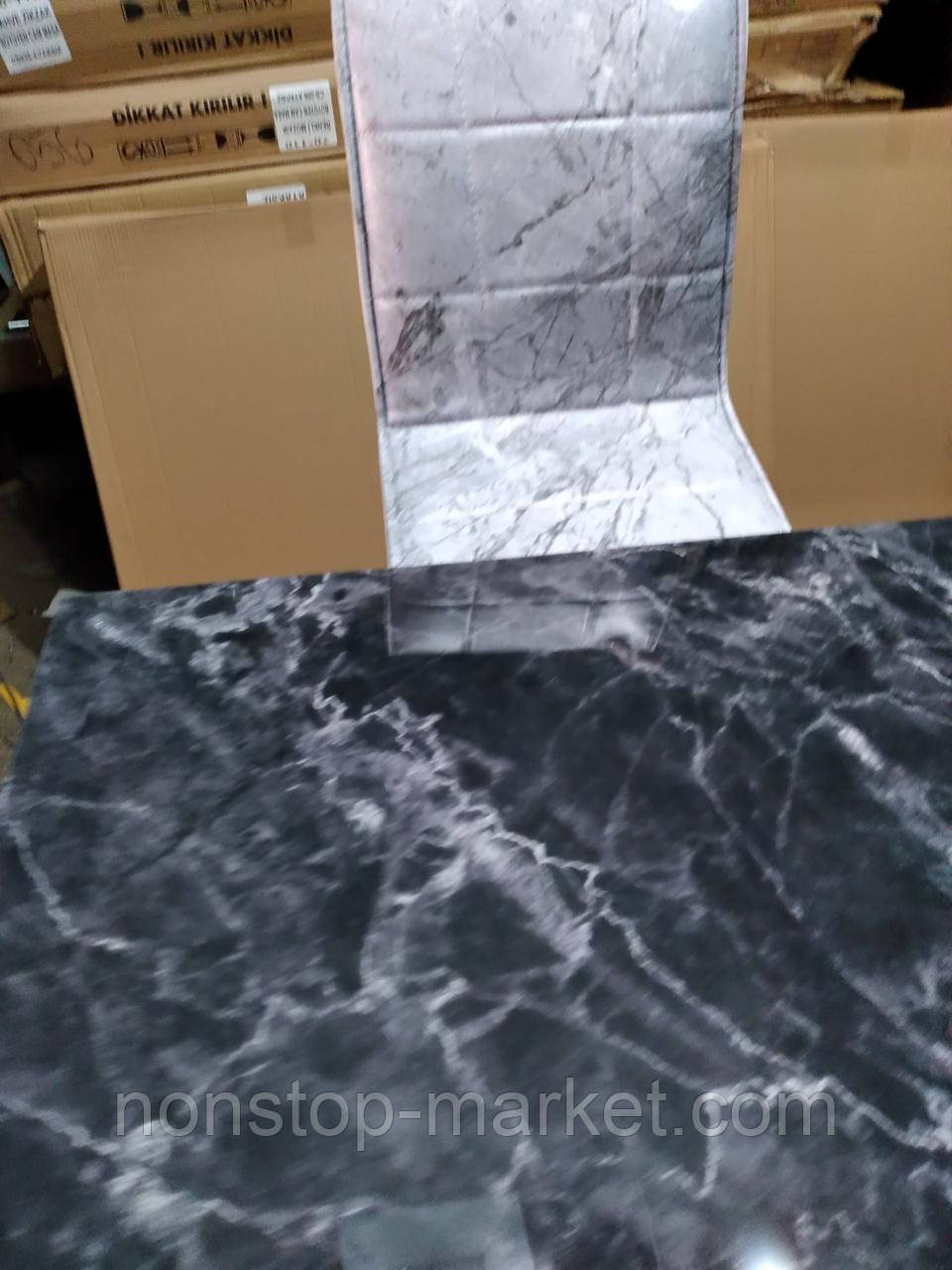 Раскладной комплект кухонный стол и стулья "Черный камень гранит мрамор" ДСП стекло 60*90 (Лотос-М) - фото 3 - id-p1356262604