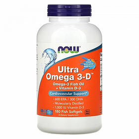 Ультраомега 3-Д, Now Foods Ultra Omega 3-D 180 Fish Softgels