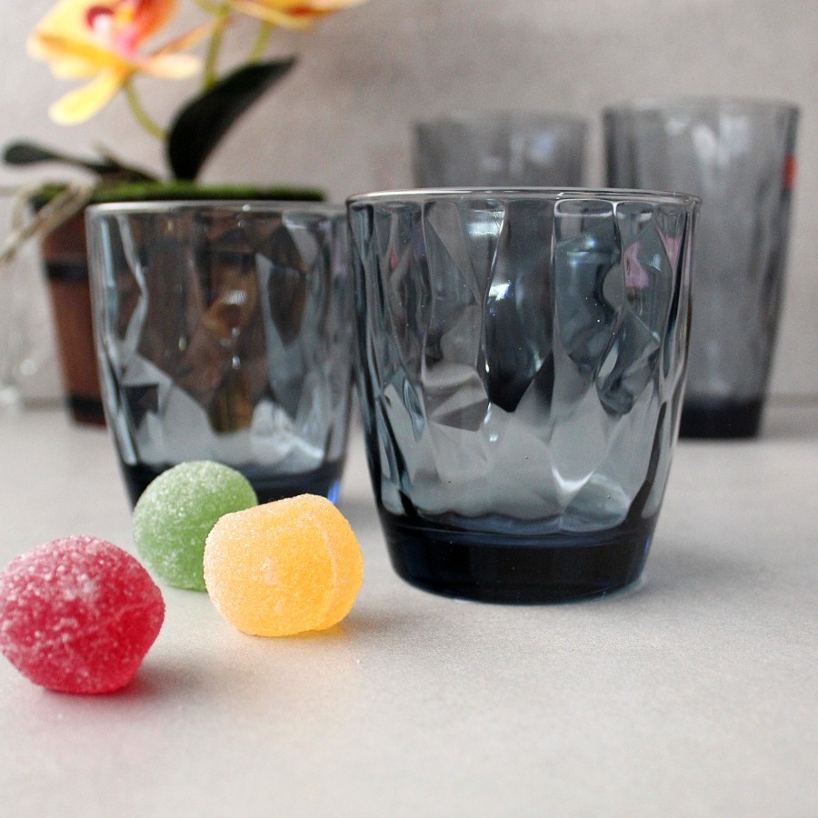 Набір низьких синіх склянок із гранями 6 шт 305мл Bormioli Ocean Blue