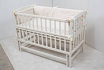 Детская кроватка Гойдалка VALERI с откидной боковиной на шарнирах бук белая, фото 4