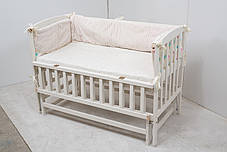 Детская кроватка Гойдалка VALERI с откидной боковиной на шарнирах бук белая, фото 3