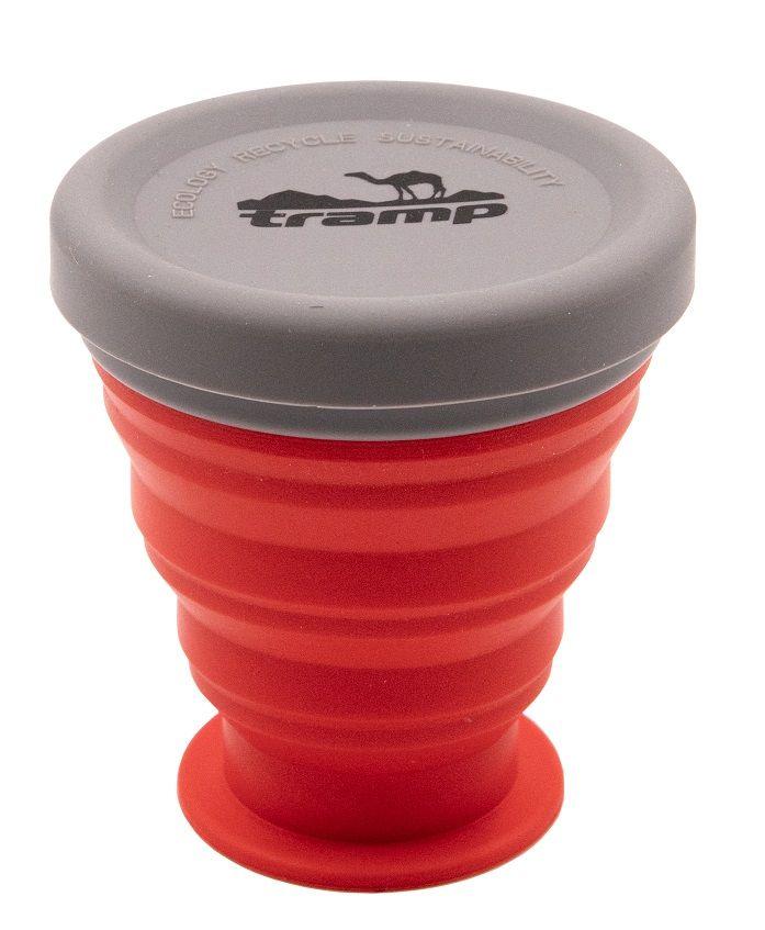 Стакан складаний силіконовий з кришкою 200 ml. terracota Tramp, TRC-126-terracota, фото 1