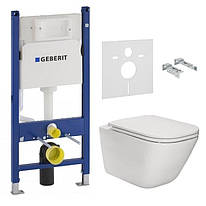 Комплект: GAP Rectangular унітаз підвісний з сидінням Slim з мікроліфтом + GEBERIT DUOFIX інсталяція