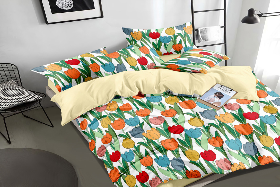 Полуторний комплект постільної білизни 150*220 сатин_бавовна 100% (16332), фото 1