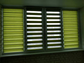 Рулонні штори день ніч під натуральні Салатовий. Тканинні ролети,