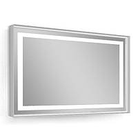 Зеркало 80*60см, в алюминиевой раме, с подсветкой, с подогревом, цвет серый (мебель под умывальник VERITY