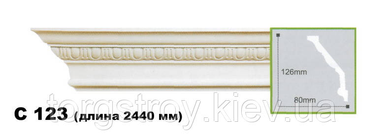 Карниз стельовий C123, довжина 2,00м, Gaudi Decor, фото 1