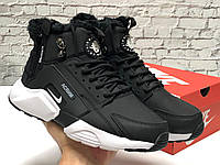 Зимние Мужские черные Кроссовки Nike Air Huarache Winter