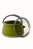 Чайник силиконовый с металлическим дном 1 л. олива Tramp, TRC-125-oliva