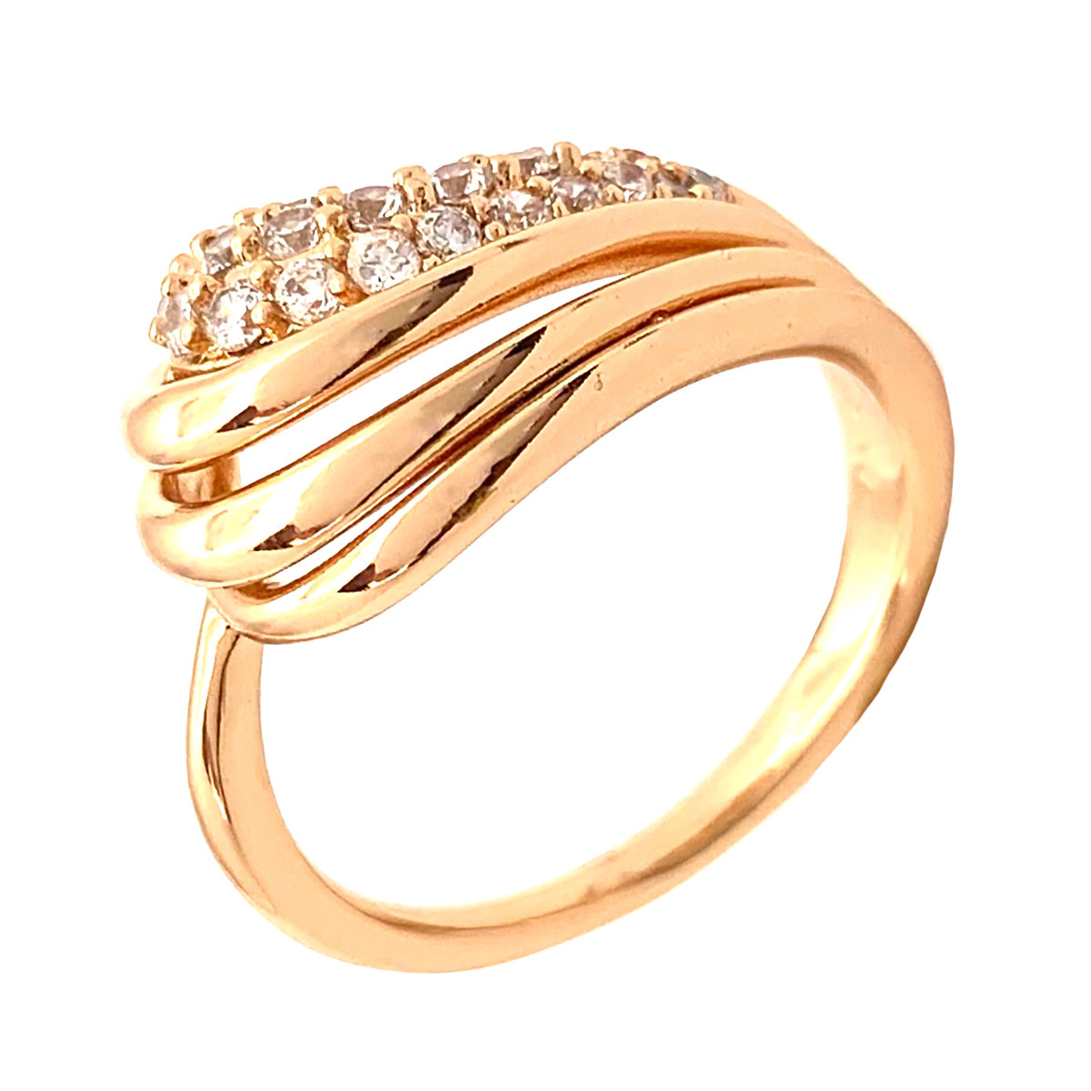 Кільце Xuping з медичного золота, білі фіаніти, позолота 18K, 12015