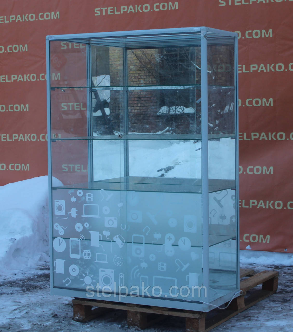 Торгова вітрина скляна з алюмінієвого профілю 100х46х150 см, Б/у