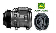 Компрессор кондиционера John Deere 10PA15C 124 mm. (AL176857/ RE203758/ RE257084/AL78779/AL155836/AL155)