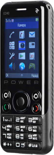 Телефон кнопочний з 2 динаміками з потужною батареєю 3000 мАг і функцією PowerBank 2E E240 POWER чорний