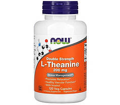 Амінокислота l-теанін Now Foods L-Theanine 200 mg Double Strenght 120 капс, фото 3
