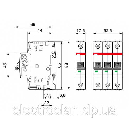 Автоматический выключатель SZ203-C40 ABB, 3P, 40А, 6KA, тип C, 2CDS253025R0404 - фото 2 - id-p1357255098