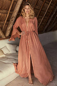 Пляжне плаття з мереживними вставками і рукавами чорне