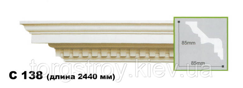 Карниз стельовий C138, довжина 2,00м, Gaudi Decor, фото 1