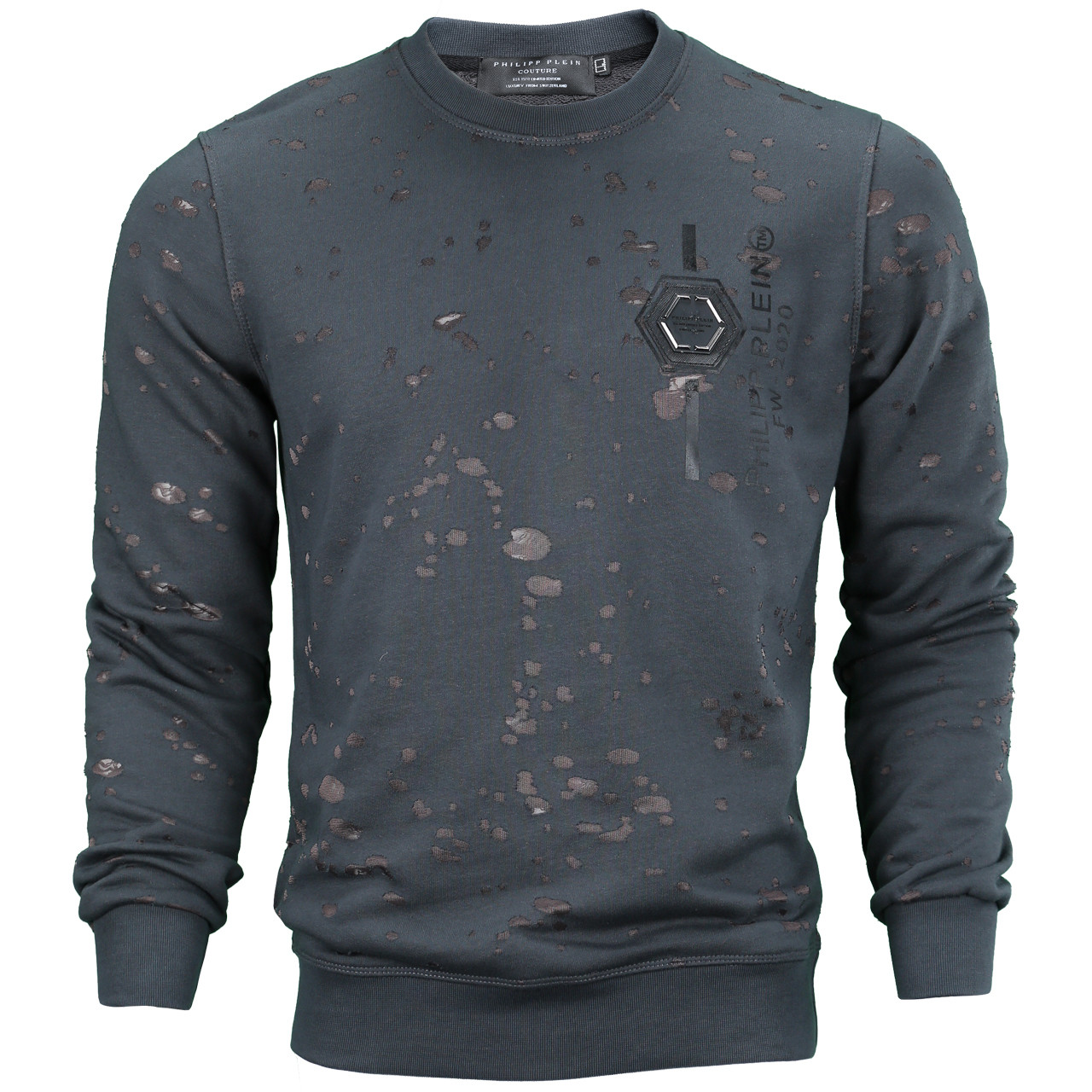 Світшот чоловічий т сірий PHILIPP PLEIN з патчем #2 FUME L(Р) 21-515-012 XL