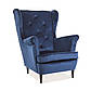 Крісло Lady Velvet темно-синій оксамит з високою спинкою в вікторіанському стилі, фото 2