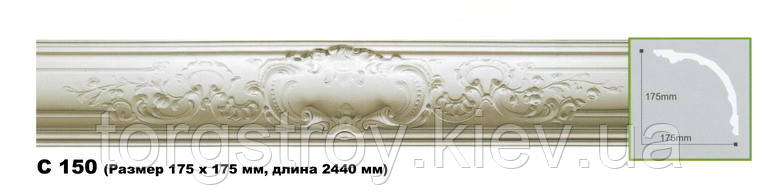 Карниз стельовий C150, довжина 2,00м, Gaudi Decor Акція, фото 1