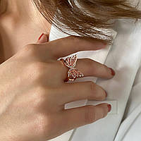 Нежное кольцо Бабочка незамкнутое колечко с регулируемым размером Бижутерия на 8 марта